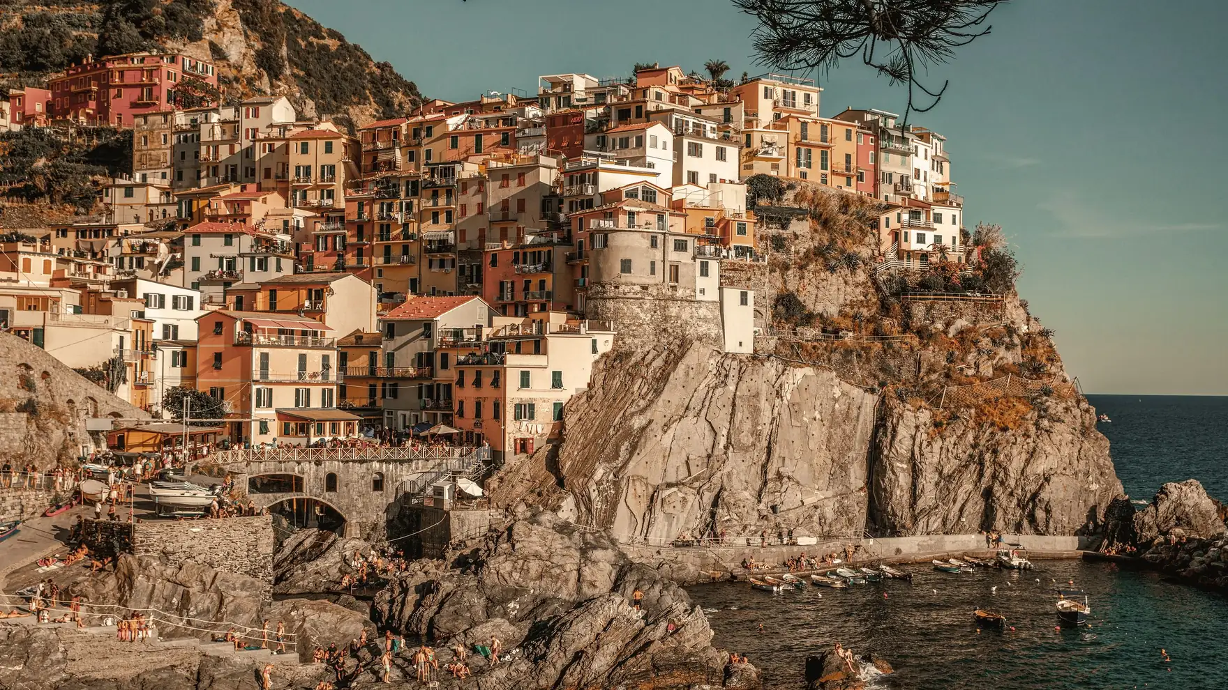 Charming colorful town on rugged cliffs by the sea in Cinque Terre, Italy