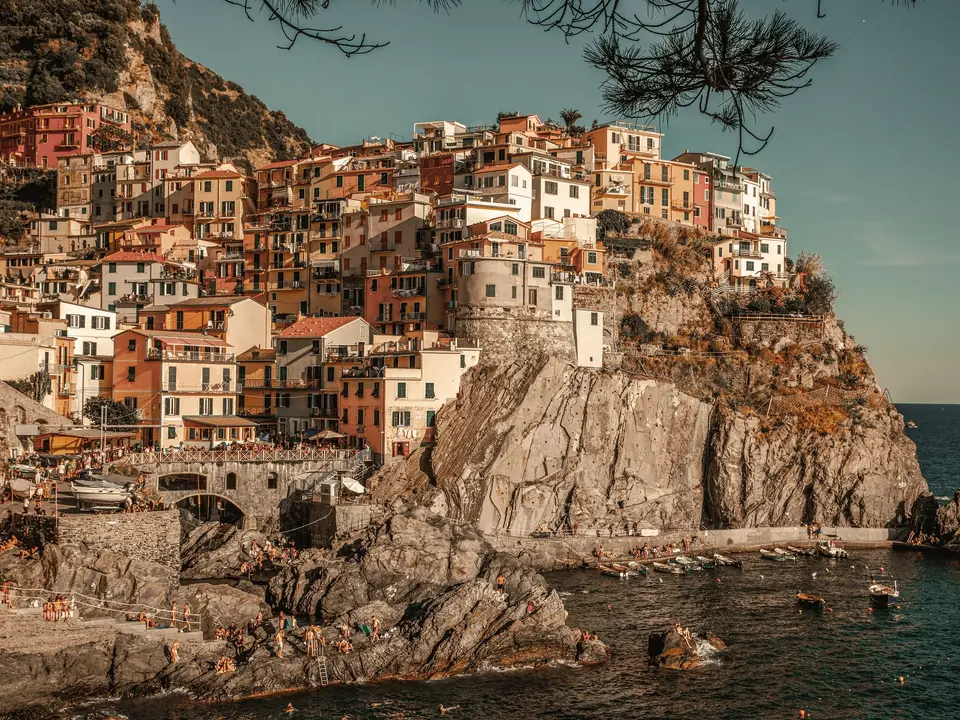 Charming colorful town on rugged cliffs by the sea in Cinque Terre, Italy
